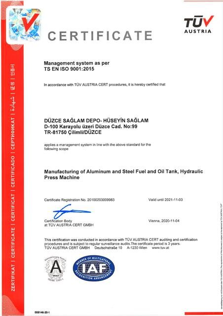 Сертифікат TÜV Austria ISO 9001:2015